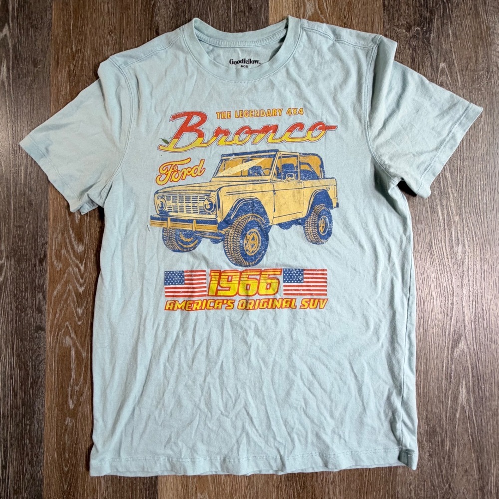Goodfellow Ford Bronco T-Shirt Mens M Light Blue 1966 4x4 Graphic Tee SUV